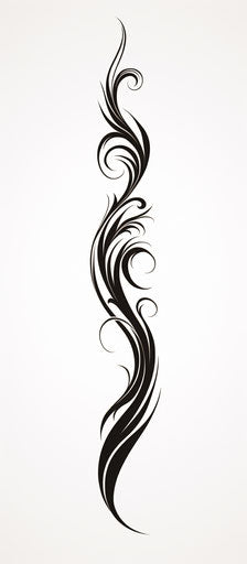 Ink tattoo with curved design, primitive art, high resolution, 7:16