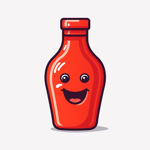Minimalist style clipart of ketchup, on white background