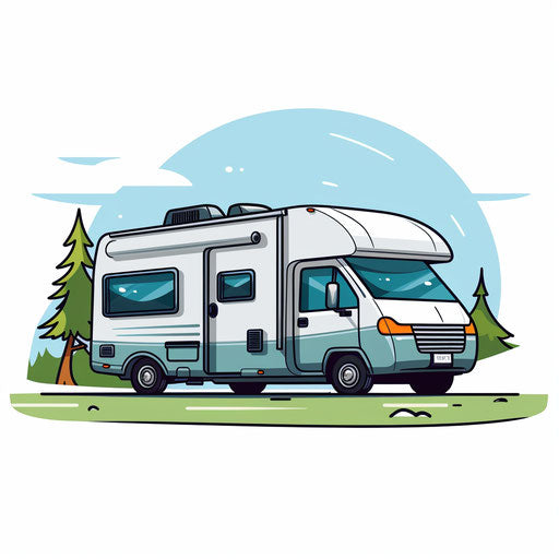 Minimalist style RV clipart on a white background