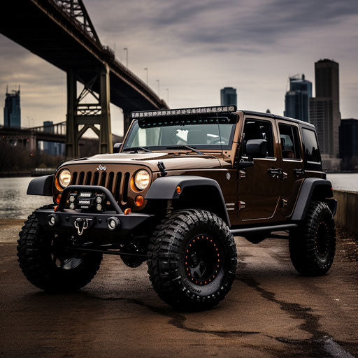 Old classic brown jeep