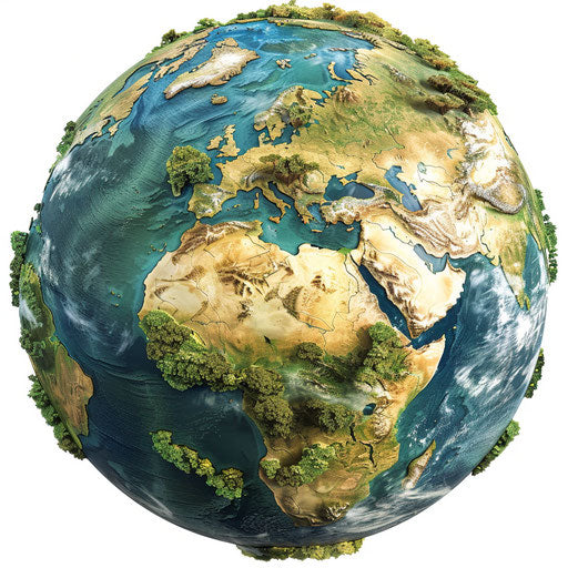 Geography clipart in photo realistic style with vivid colors