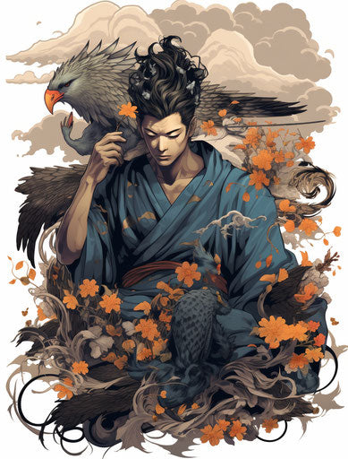 Anime drawing of a zatoichi in fantasy oriental style