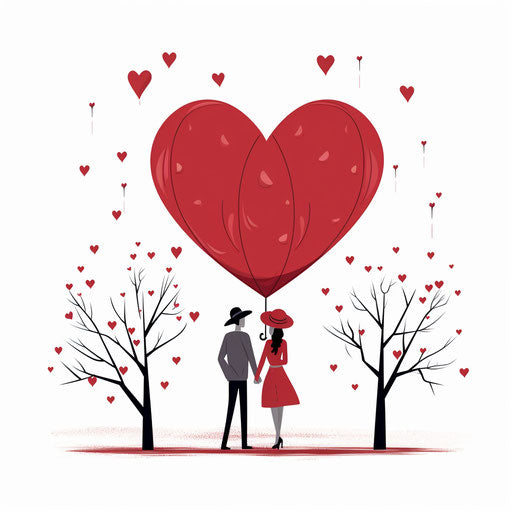 Minimalist love illustration on white background