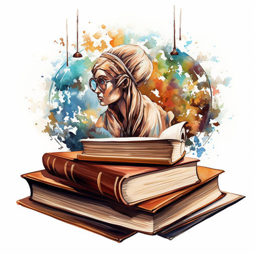 Knowledge clipart in the style of Oil painting, on a white background