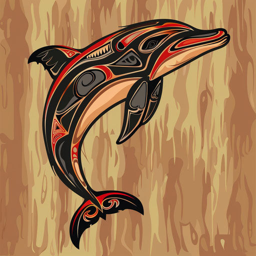 Stylized portrait of a dolphin as tribal totem