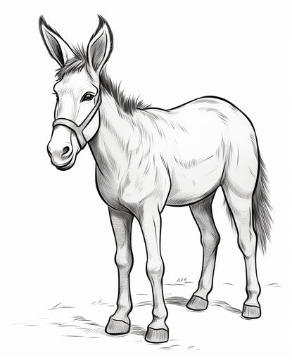Cute donkey coloring page 1024x778, Gertrude Abercrombie style