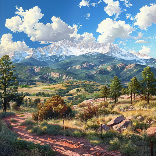 A photorealistic image of Pikes Peak in Colorado Springs, CO
