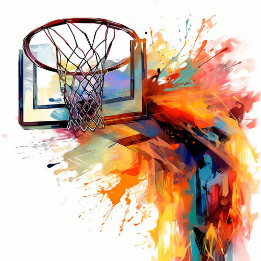 Basketball net clipart in the Impressionistic Art style