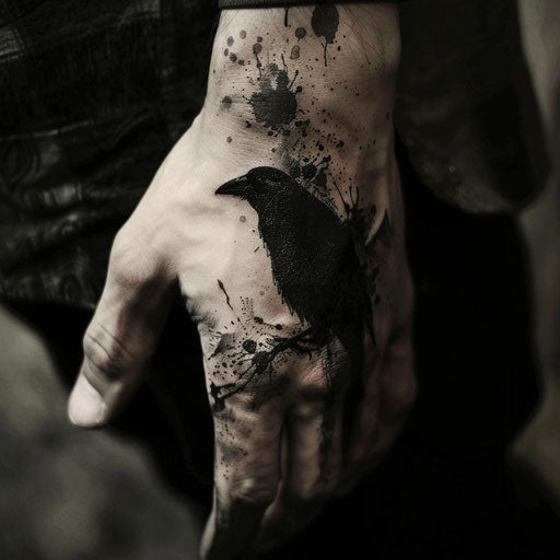Men's wrist tattoos with gothic raven