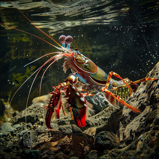 Mantis shrimp strike, dynamic action shot