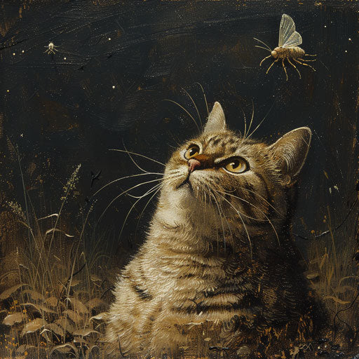 Fat cat starring at an insect