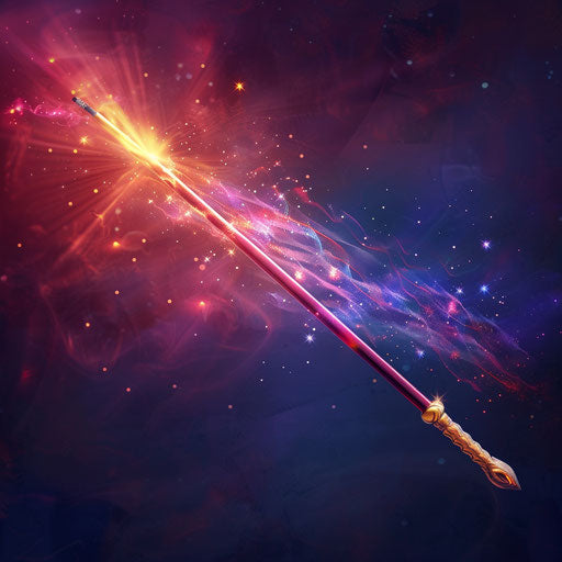 Magic wand clipart in photo realistic style on flat random color background