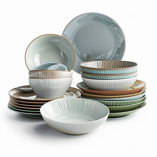 Realistic style dishes clipart on flat white background