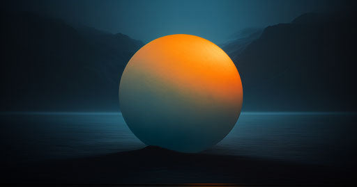 Blue sphere on dark background, gigantic scale style