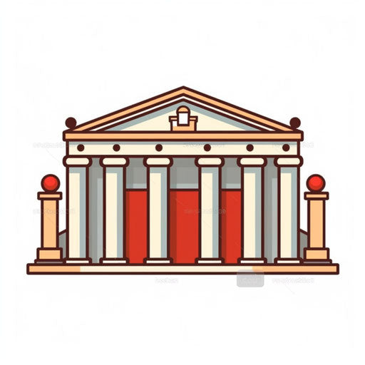 Minimalist-style temple illustration on a white background