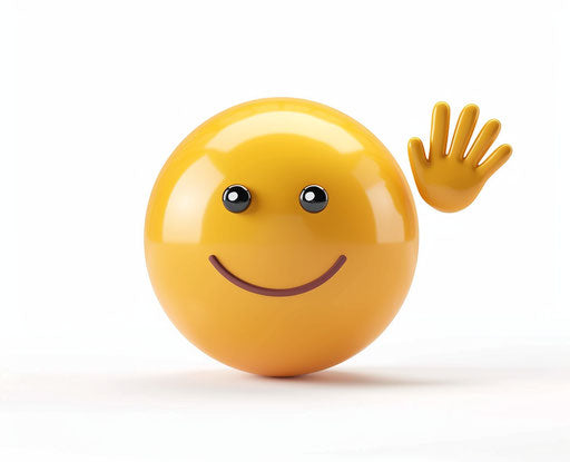 Smiling female smiley face waving hand, cartoon style, white background 31:25