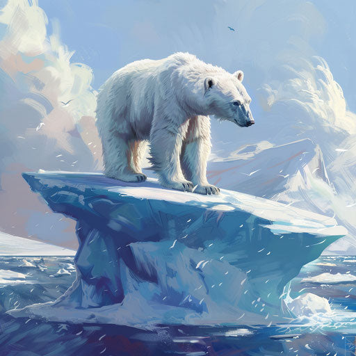 Polar bear on a floating iceberg in the Arctic