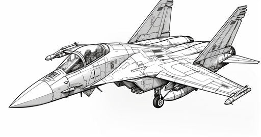 Line drawing of a fighter jet, captivating anime furaffinity style