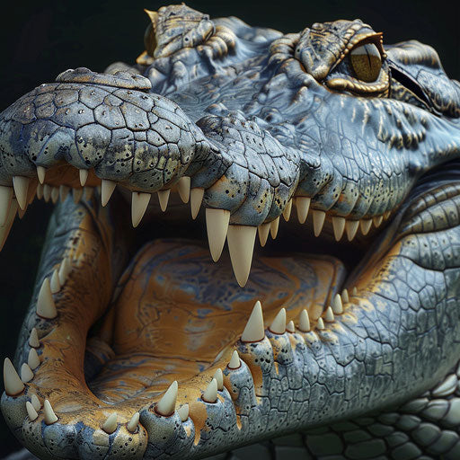 Crocodile with open mouth, showing teeth