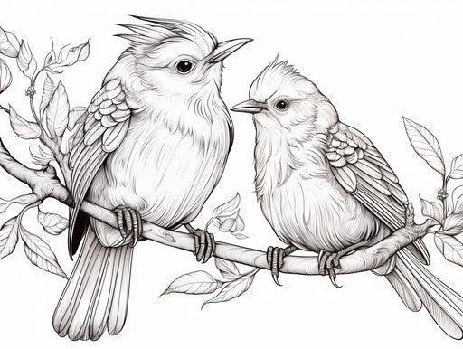 Bird Coloring Pages with Intricate Embellishments