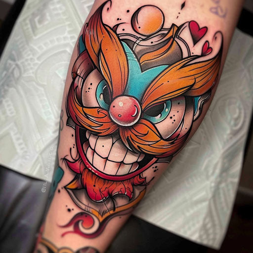 Cartoon tattoo sketch of a comical mustache with bold features