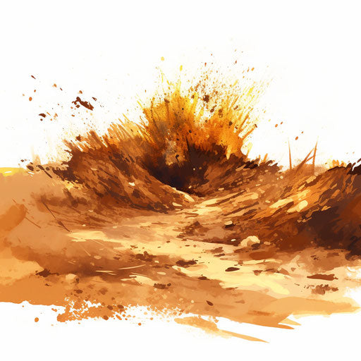 Dirt clipart in the style of Impressionistic Art, on a white background