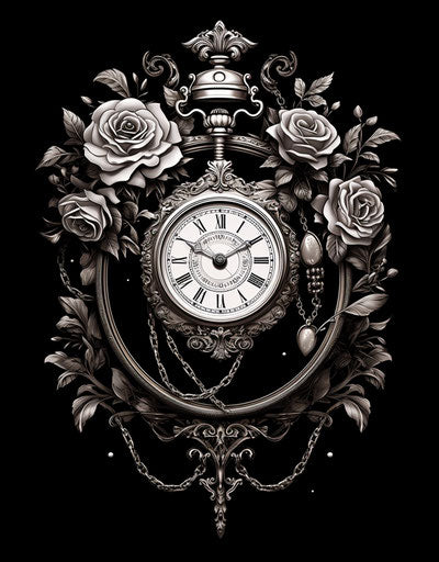 Pocket watch with roses and leaf detail