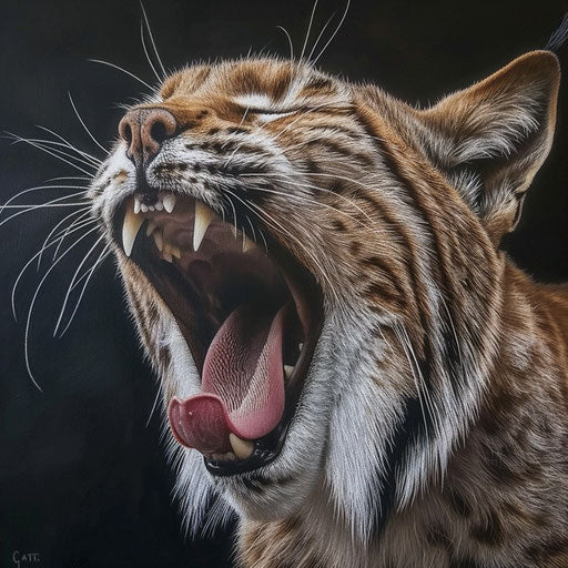 Close-up of yawning lynx