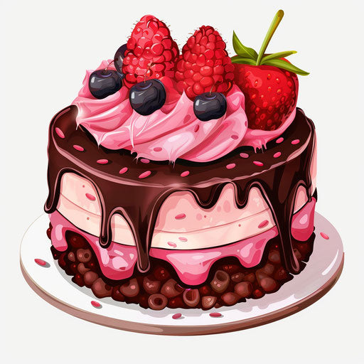 Cake clipart in photo realistic style with flat white background