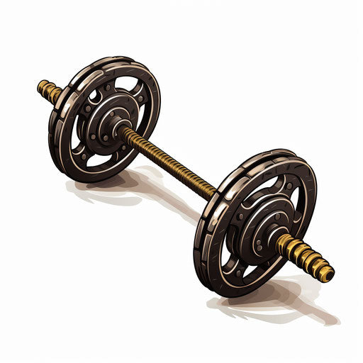 Barbell in the style of Chiaroscuro Art, on white background