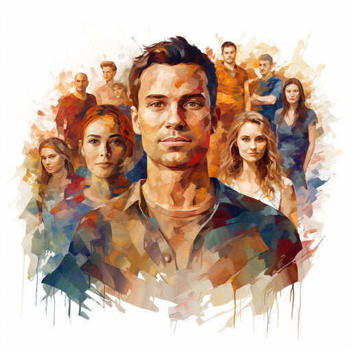 People illustration in Oil painting style, on a white background