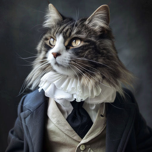 Norwegian forest cat dressed up as a man