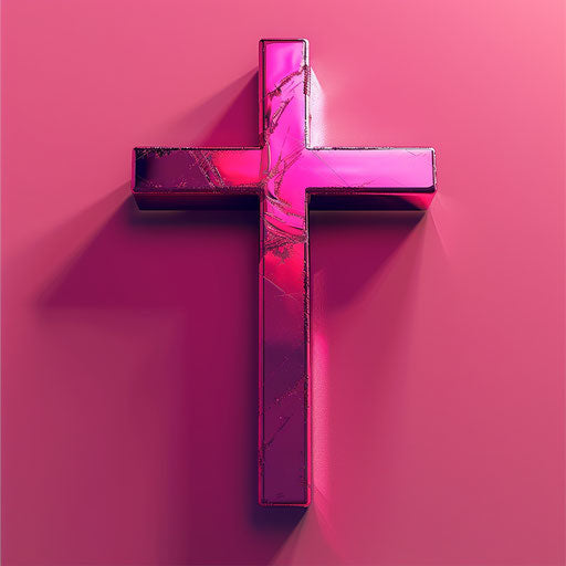 Clip art cross on vibrant magenta backdrop