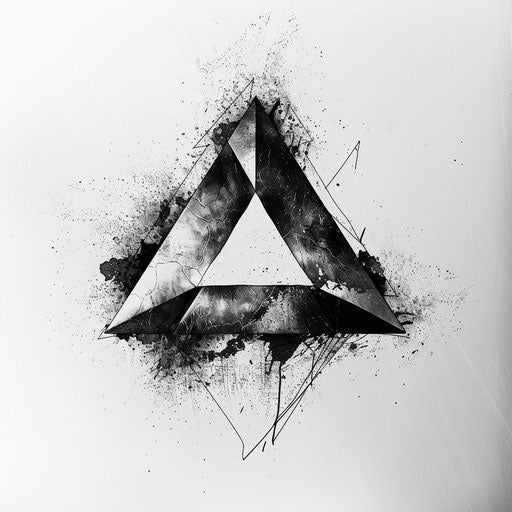 3D effect triangle tattoo on pure white background
