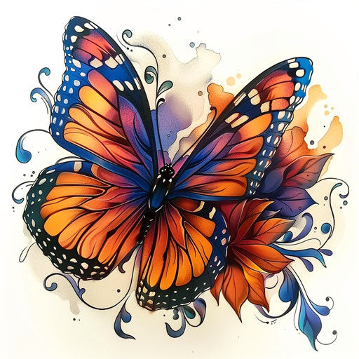 Neo-traditional monarch butterfly tattoo art
