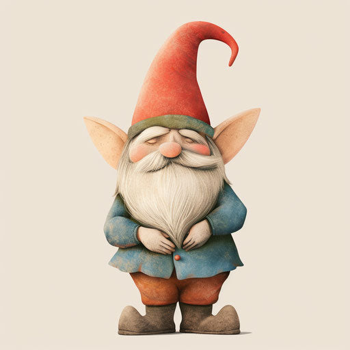 Elegant gnome clipart on flat cream background