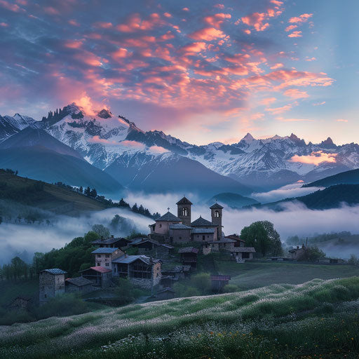 Svaneti at dawn, tranquil and serene