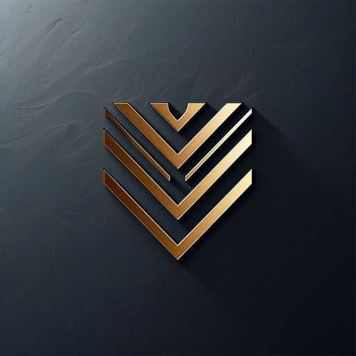Modern, sleek creative logo design with a metallic background, sharp edges