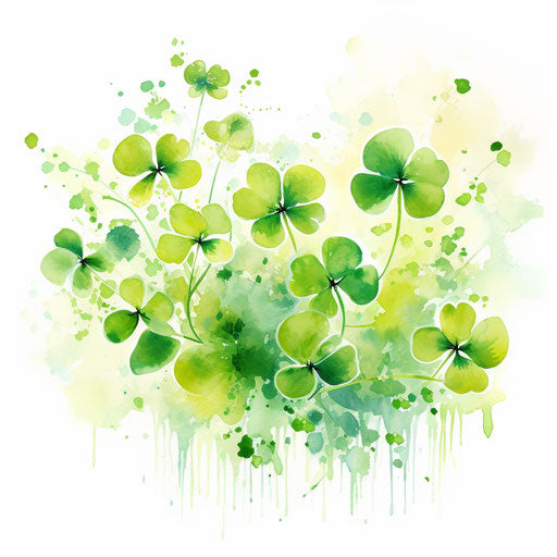 Shamrock clipart in the style of Impressionistic Art