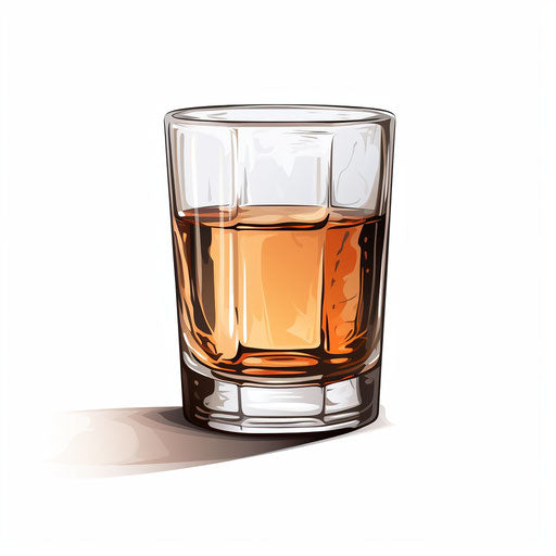 Minimalist shot glass illustration on white background