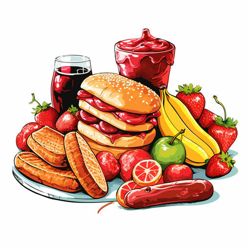 Food illustration in the style of Chiaroscuro Art