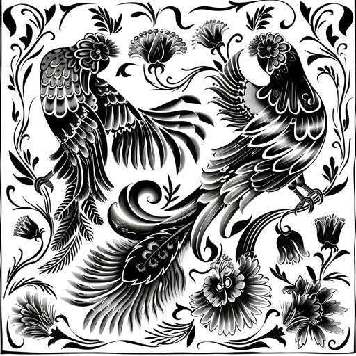 Russian folk patterns in black and white