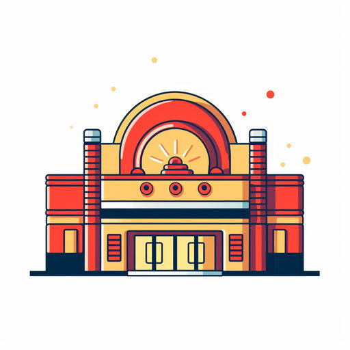 Minimalist movie theater illustration, on white background