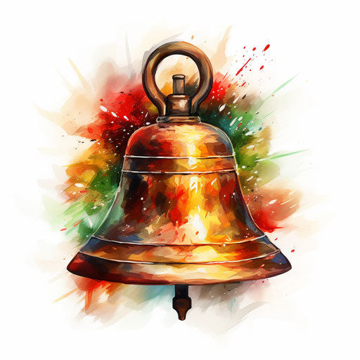 Christmas bell clipart in the style of Impressionistic Art, on a white background