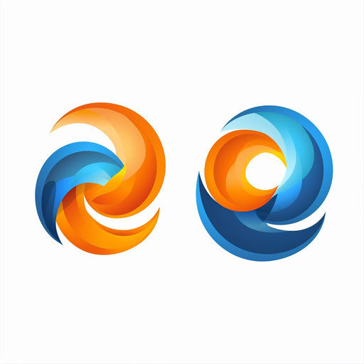 Minimalist logos with vibrant orange and blue colors on white