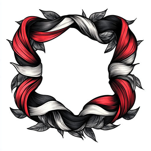 Men's black and red tattoo bracelet on white background