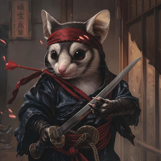 A ninja sugar glider in stealth mode on a secret mission through ancient Japan