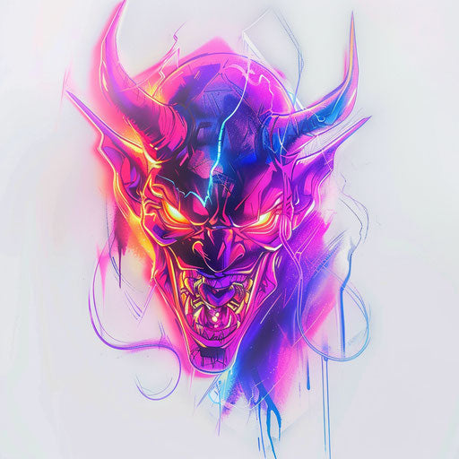 Dynamic Devil Tattoo Flash
