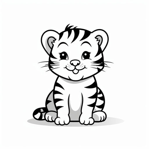 Smiling tiger, simplified child's drawing style