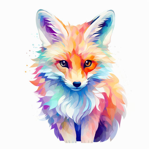 Fox illustration in the style of Pastel Colors Art, on a white background